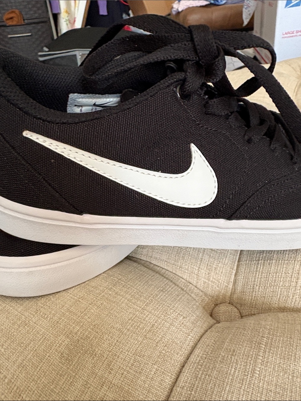 Nike SB Check Black Sneakers with White Swoosh - Picture 3 of 7